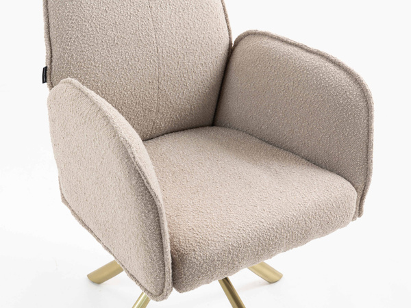 HR280 BAZĂ STEA Scaun Latte Boucle cu Bază Aurie