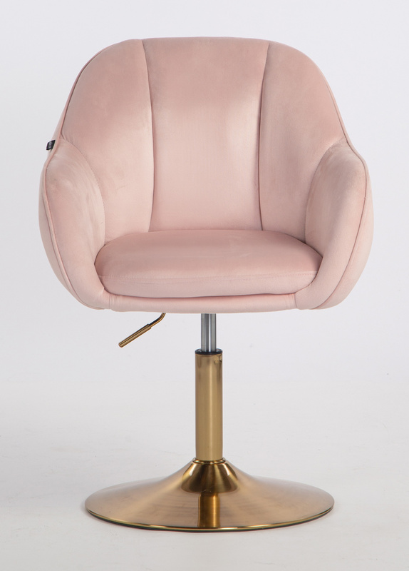HR2055N Scaun Roz Pudra din Catifea cu Bază Aurie