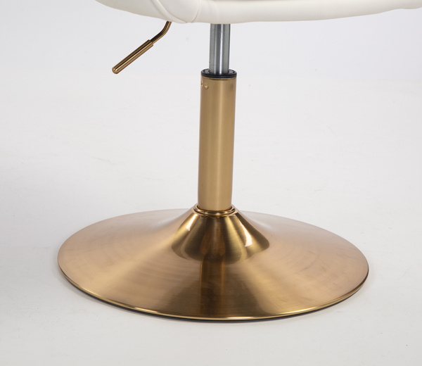 HR2055N Scaun Alb din Piele Ecologica cu Bază Aurie