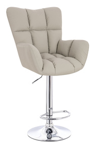 HR650W Scaun Ecru Piele Ecologica Premium Soft cu Bază Cromata