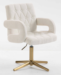 HR8404CROSS Scaun Crem Boucle cu Bază Aurie