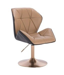 HR212 SCAUN NEGRU ȘI CARAMEL BAZĂ AURIE