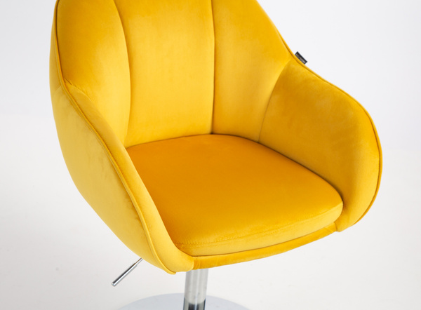 HR2055N Scaun Galbenă din Catifea cu Bază Cromata