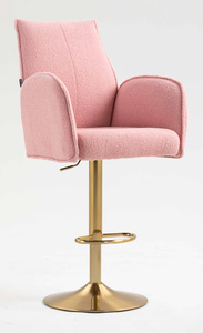 HR280W Scaun Roz Pudra Boucle cu Bază Aurie