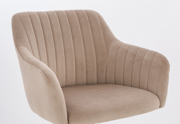 HR190CROSS Scaun Latte Pudra din Catifea cu Bază Aurie