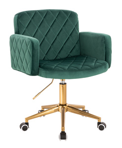 HR802K Scaun Verde din Catifea cu Bază Aurie