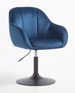 HR2055N Scaun Bleumarin din Catifea cu Bază Neagră