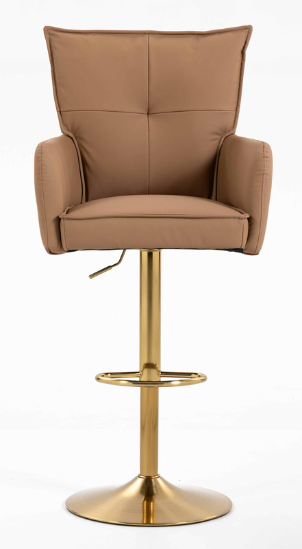 HR250W Scaun Piele Ecologică Premium Soft Culoare Caramel Bază Aurie