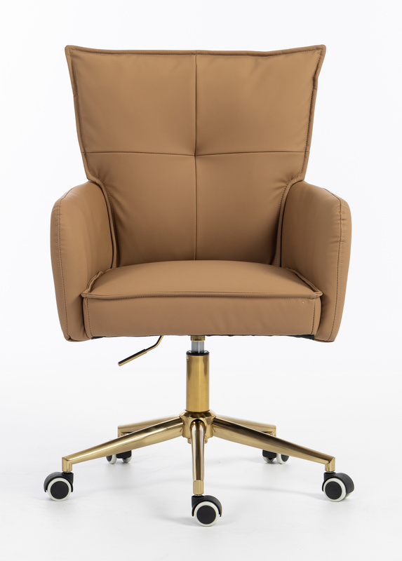 HR250K Scaun Piele Ecologică Premium Soft Culoare Caramel Bază Aurie