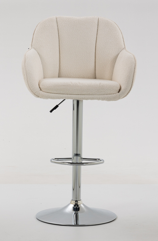 HR2055W Scaun Crem din Boucle cu Bază Cromata