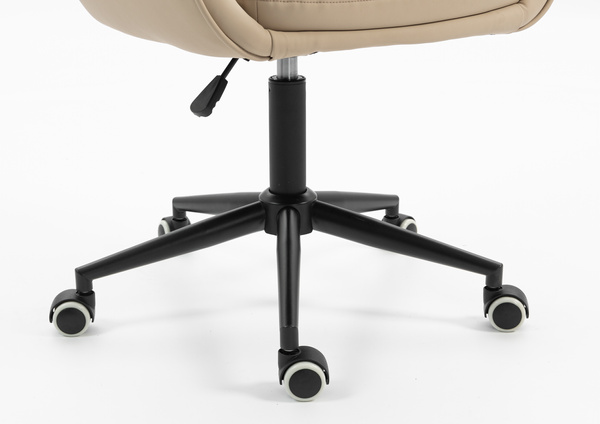 HR2055K Scaun Crem din Piele Ecologica cu Bază Neagră