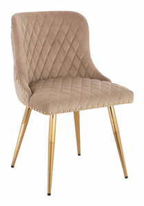 HR940 Scaun cu picioare aurii Latte din Catifea