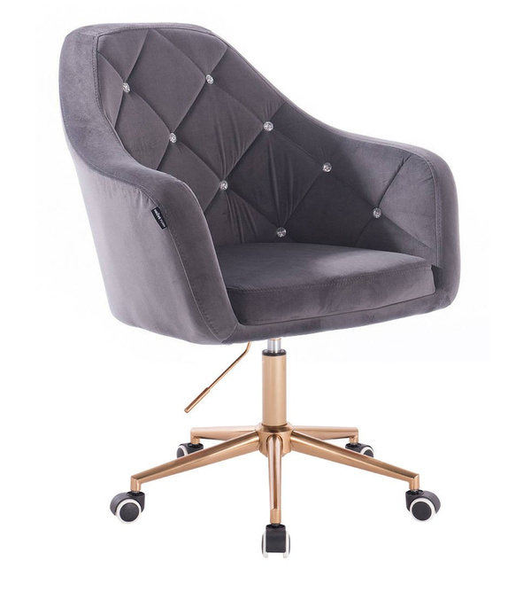 HR830K Scaun Catifea Grafit cu Bază Aurie