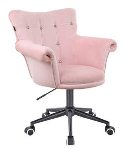 HR804CK Scaun Catifea Roz cu Bază Neagră