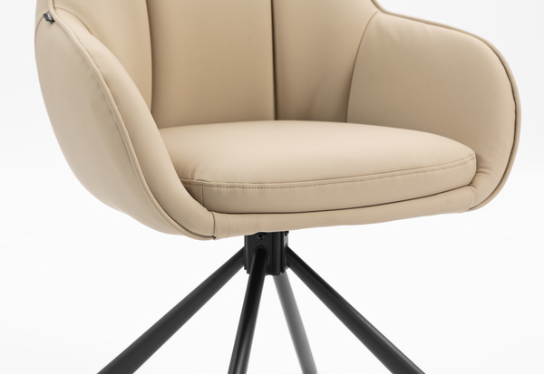 HR2055 BAZĂ STEA Scaun Crem din Piele Ecologica cu Bază Neagră