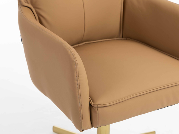 HR250CROSS Scaun Piele Ecologică Premium Soft Culoare Caramel Bază Aurie