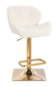 HR111KW Scaun Crem Boucle cu Bază Aurie
