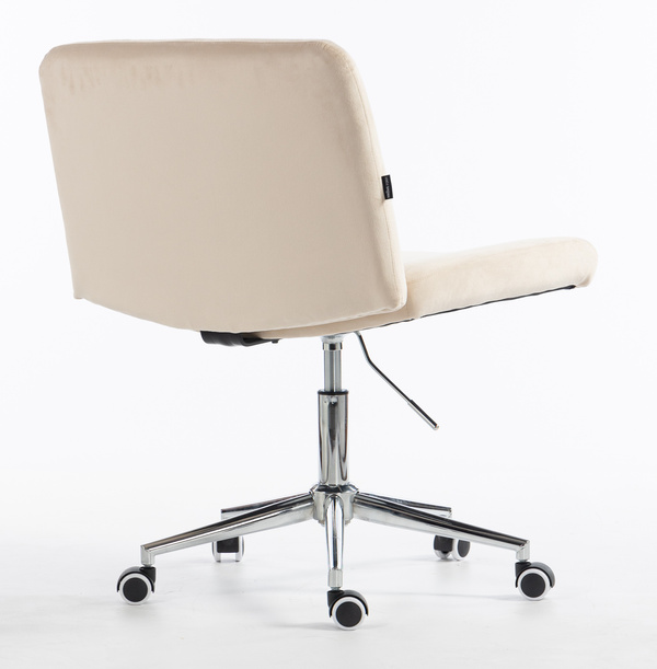 HR150K Scaun Crem din Catifea cu Bază Cromata