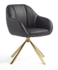 HR2055N Scaun Neagră din Piele Ecologica cu Bază Aurie