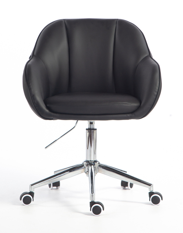 HR2055K Scaun Neagră din Piele Ecologica cu Bază Cromata