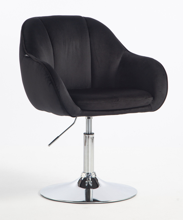HR2055N Scaun Neagră din Catifea cu Bază Cromata