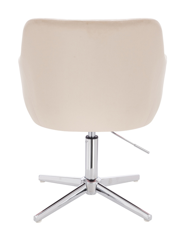 HR190CROSS Scaun Crem din Catifea cu Bază Cromata