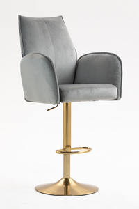 HR280W Scaun Gray din Catifea cu Bază Aurie