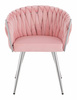 HR750 Scaun cu picioare Cromata Roz Pudra din Catifea