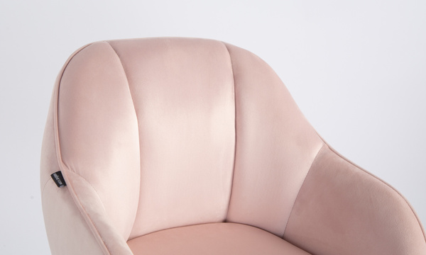 HR2055W Scaun Roz Pudra din Catifea cu Bază Aurie