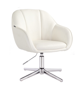 HR2055CROSS Scaun Alb din Piele Ecologica cu Bază Cromata