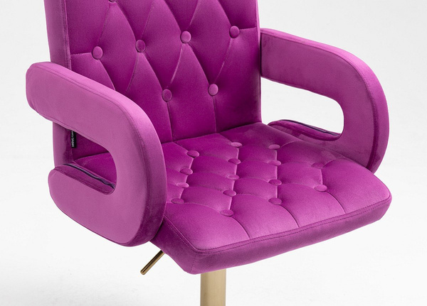 HR8404CROSS Scaun Catifea Fucsia cu Bază Aurie