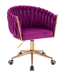 HR750K Scaun Fucsia din Catifea cu Bază Aurie