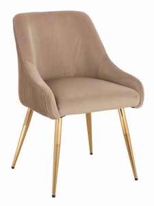 HR920 Scaun cu picioare aurii Latte din Catifea