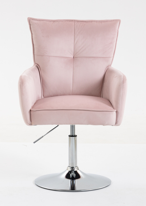 HR250N Scaun Catifea Roz Pudra Bază Cromata