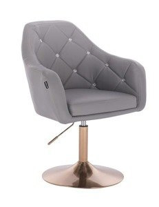 HR830N Scaun Gri de Piele cu Bază Aurie