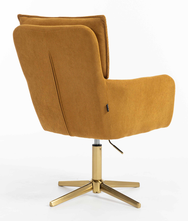 HR250CROSS Scaun Catifea Reiată Premium Ruloare Curry Galben Bază Aurie