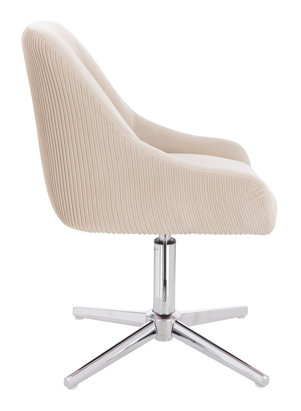 HR920CROSS Scaun Crem din Catifea cu Bază Cromata