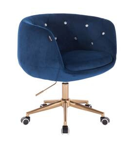 HR333CK Scaun Catifea Bleumarin cu Bază Aurie