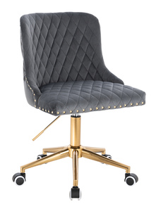 HR940K Scaun Grafit din Catifea cu Bază Aurie