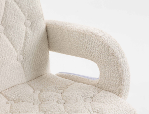 HR8404W Scaun Crem Boucle cu Bază Cromata