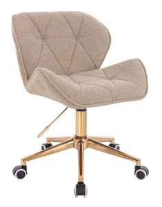 HR111K Scaun Latte Boucle cu Bază Aurie