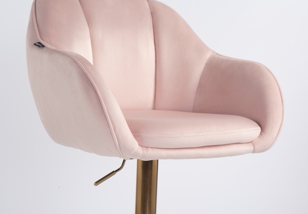 HR2055W Scaun Roz Pudra din Catifea cu Bază Aurie