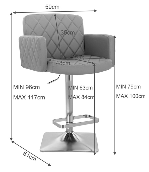 HC802KW Scaun Gri din Piele Ecologica cu Bază Neagră