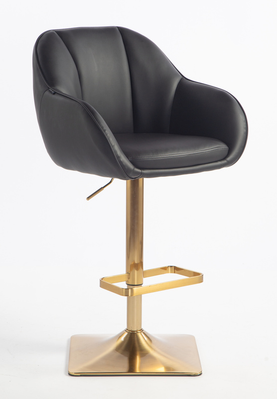 HR2055KW Scaun Neagră din Piele Ecologica cu Bază Aurie
