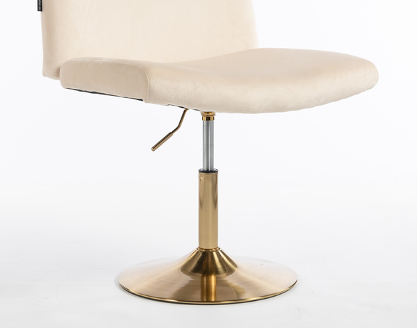 HR150N Scaun Crem din Catifea cu Bază Aurie