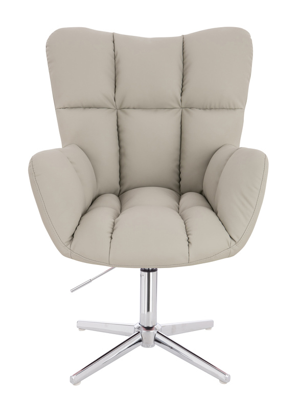 HR650CROSS Scaun Ecru Piele Ecologica Premium Soft cu Bază Cromata