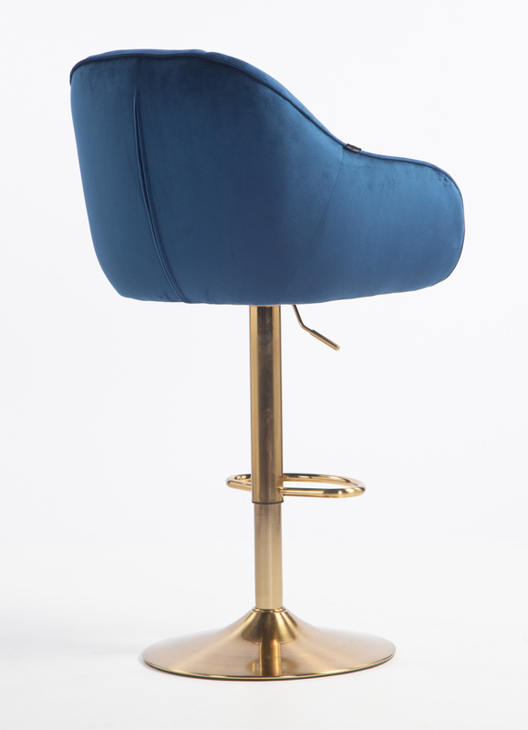 HR2055W Scaun Bleumarin din Catifea cu Bază Aurie