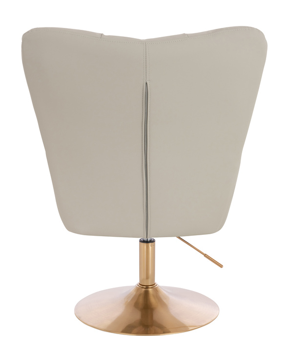 HR650N Scaun Ecru Piele Ecologica Premium Soft cu Bază Aurie