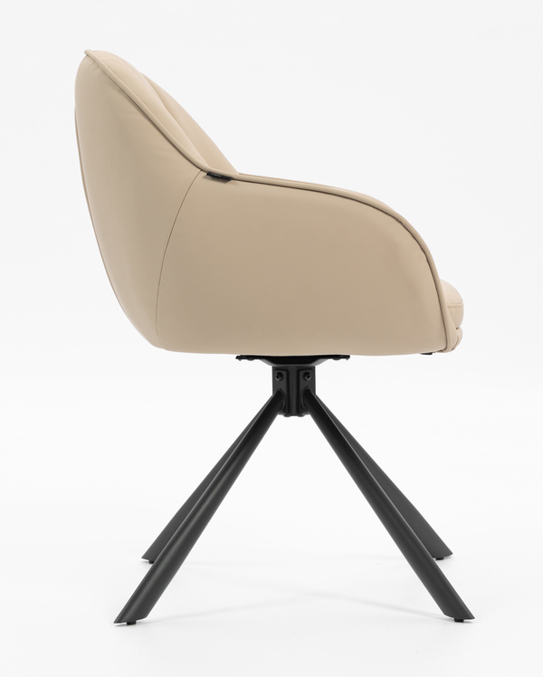 HR2055 BAZĂ STEA Scaun Crem din Piele Ecologica cu Bază Neagră