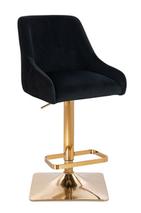 HR920KW Scaun Neagră din Catifea cu Bază Aurie